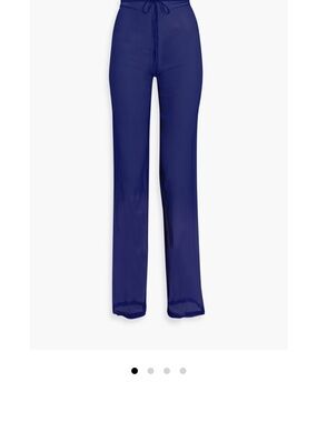 Dries Blue Sheer Silk Crepe Straight-Leg Drawstring Pants
